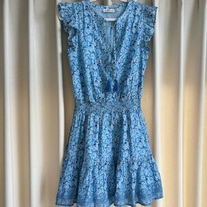 Vineyard Vines cotton blue floral tassel dress